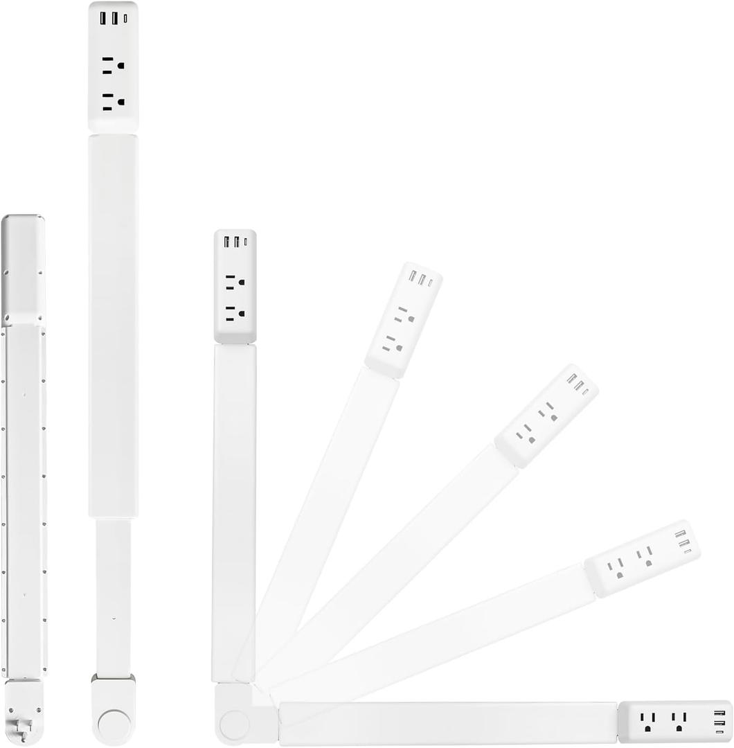 Electric Outlet Extender,Outlet Extender Stick,Retractable Power Strip,with 2 USB-A&1 USB-C&2 AC Outlets,Extends 22"-34",180 Rotating,Extendable Outlet,for Outlets Hard-to-Reach,for Bed,Office&Sofa