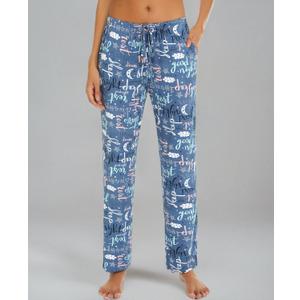 ENJOYNIGHT Women Cotton Lounge Pants Comfy Pajama Bottoms with Pockets&Drawstring(BL,2X-Large) Blue