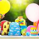 Ecally 60 Pcs Cartoon Party Favors Include 12 Cartoon Themed Silicone Stretch Wristbands 12 Silicone Key Chains 12 Drawstring Bags 24 Slap Bracelets for Birthday Party Decor