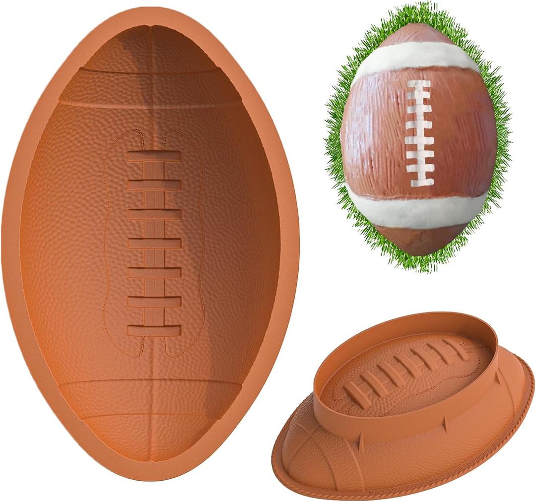 2 x Football Cake Pan Mold, 11.6 Inch 3D Football Shaped Silicone Molds for Baking, Large Breakable Football Chocolate Mold for Football Bowl Game Night, Birthdays, Sports-Themed Party