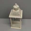 JHY DESIGN Decorative Candle lantern-10inch High Vintage Style Hanging Lantern Metal Candleholder for Indoor Outdoor Events Parities and Weddings (White with Gold Brush)