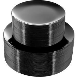 PULOTE 100PCS Black Plastic Plates Disposable - Premium Heavy Duty 50 Black Dinner, 50 Dessert/Salad Plates - Ideal for Party, Halloween