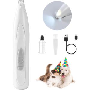 Dog Paw Trimmer with LED Light, Rechargeable Cordless Electric Grooming Clippers, Low Noise Pet Hair Shaver for Small Dogs Cats Trimming Around Paws, Eyes, Ears, Face, Rump