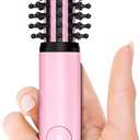 FARERY Mini Thermal Brush 3 Temperature Adjustable, 3/4 Inch Travel Curling Iron for Short Hair, Heated Round Brush for Touch ups and Small Curls, Travel Size Curling Wand, Dual Voltage, Pink