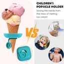 Silicone Popsicle Holder and Sleeves, Reusable Ice Pop Sleeves for Toddlers, No mess Ice Cream Holder for Summer and Birthday Party, Adjustable Clips, Dishwasher Safety, 12pcs, 3-in-1 (6PCS)