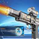 Electric Water Gun for Adults Kids, Transparent Automatic Squirt Watergun with Water Spray Sound and Led Lights, Summer Outdoor Water Pistol Pool Beach Party Toys for Boys Girls, Black