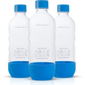 Replacement Carbonating Sparkling Water Bottles for SodaStream - 1 Liter, BPA-Free & Leak-Proof (Compatible with Fizzi, One Touch, Jet, Source, Play, Genesis, Power Models) - 3-Pack (Multi)