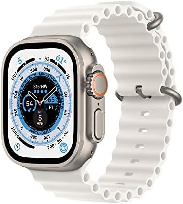 Apple Watch Ultra [GPS + Cellular 49mm] Titanium Case with White Ocean Band, One Size