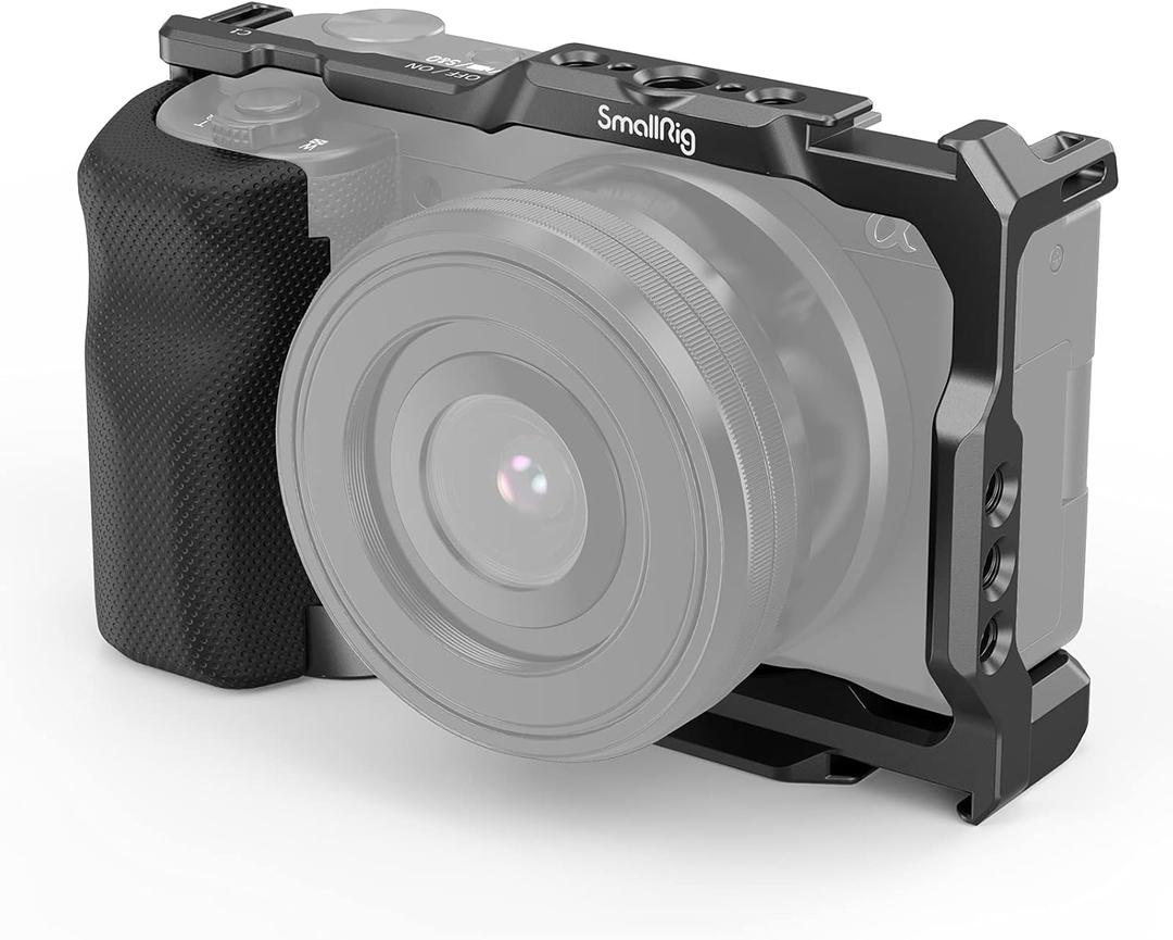 SMALLRIG ZV-E10 Cage with Silicone Handle and Built-in Threaded Holes, Cold Shoe and Quick Release Plate for Sony ZV-E10