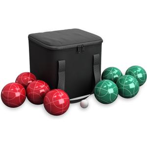 Bocce Ball Set - Lawn Game for Backyard, Beach, or Wedding - Includes Red and Green Bocce Balls, Pallino, and Carrying Case by Trademark Games