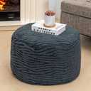 Unstuffed Pouf Ottoman Cover Handmade Footstool Ottoman Storage Solution Floor Pouf Footrest Cushion 20 Diameterx12Height Inches for Living Room Wedding Bedroom Gray No Filler (Grey)