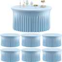 6 Pack Spandex Baby Blue Round Tablecloths for 60in Table, Stretchy 120inch Fitted 5ft Table Cloths, Wrinkle Free Round Tablecovers Skirt for Wedding Birthday Parties Baby Shower Banquet