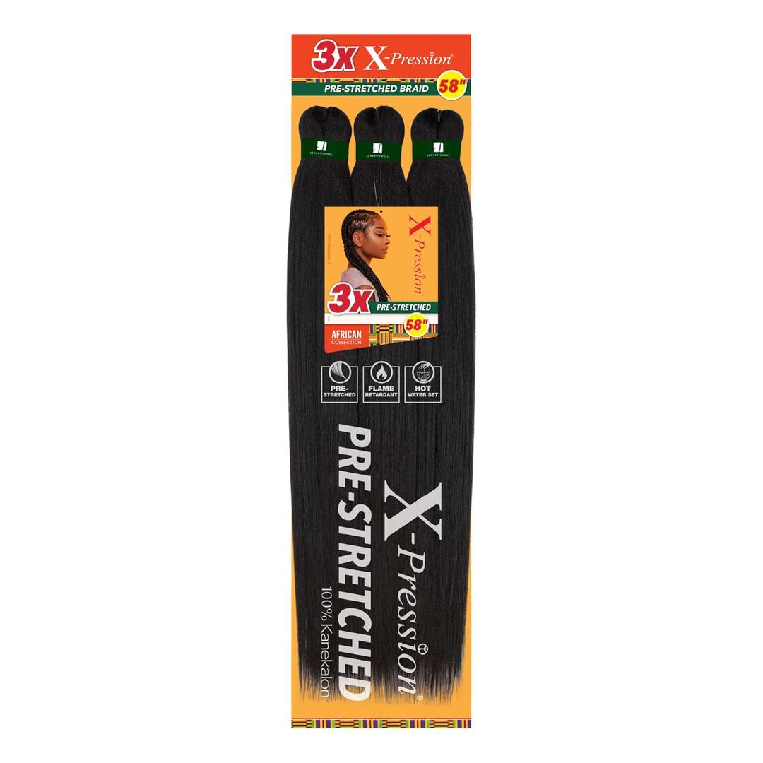 Sensationnel X-pression prestretched braiding hair - 3x braid 58 inch all kanekalon flame retardant synthetic braid for box braids and twists (1 pack, RED)