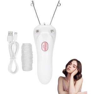 Threading Hair Removal, Hair Removal Device, Electric Threading Epilator USB Hair Remover for & Body Hair Removal with Cotton Thread Roll (Pinks)