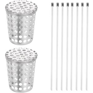 uxcell 2Pcs Gutter Downspout Guard Filter, 2 Inch Wide 304 Stainless Steel Gutter Downspout Mesh Screen with Cable Ties for Conical Exhaust Pipe Roof Vent Cover Strainer