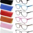6 Pack Reading Glasses for Women Men, Spring Hinge Eyeglasses Blue Light Blocking Anti Eyestrain Computer Readers