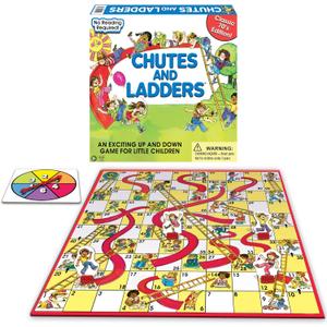 Classic Chutes and Ladders with 1970's Artwork by Winning Moves Games USA for Children Ages 3 and Up, Preschool Games for 2-4 Players (1195)