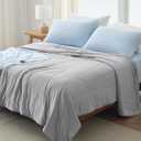 Bedsure Cooling Comforter Queen Size - GentleSoft Moisture Wicking Cooling Blanket for Hot Sleepers, Breathable Lightweight Duvet Insert, Dual-Sided Summer Blanket, Gray, 88x88 Inches