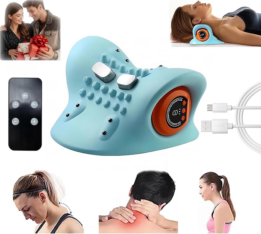 2026 New Neck Massager for Pain Relief and Muscle Relaxation, Portable Neck and Shoulder Relaxer, Electric Pillows with Heat, 26 Angle Cervical Traction Device at Home & Office