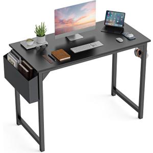 DUMOS 40 Inch Small Computer Office Desk Modern Simple Style Writing Study Work Table for Home Bedroom - Black