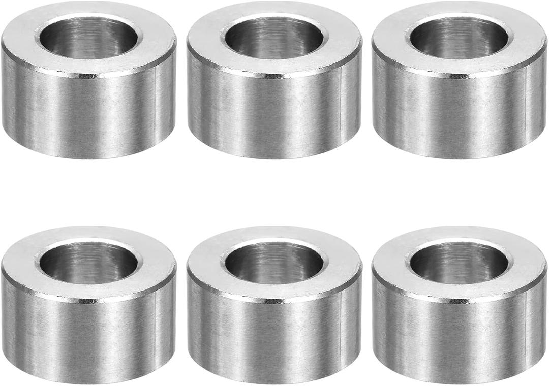 MECCANIXITY 6pcs M12 Metal Spacers, 1/2" IDx7/8" ODx1/2" Length Stainless Steel Spacer Round Unthreaded Standoff Bushing Plain Finish for Screw Bolts, Silver 12x22x12mm