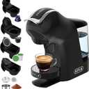 KOTLIE EM-308B Espresso Machine, Single Serve Coffee Maker Compatible with Multiple Capsule Types, Ground Coffee, and ESE Pods, 3 Temperatures, 7 Water Volume Levels, 34 Oz (Black)