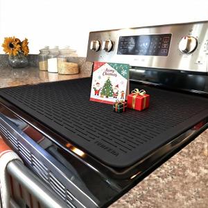 Stove Top Cover for Electric Stove - Silicone Stove Mat for Glass Top, Glass Cooktop Protector For Kitchen, Multi-functional Oven Covers for Electric Stove (Black, 28 x 20)
