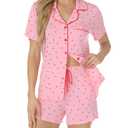 Pjmlifecoco Valentines Day Pajamas Women Womens Cute Pajamas Button Down Modal Pyjamas Shorts Set Short Sleeve Two Piece Sleepwear Pjs Lounge Sets