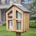 Hombys Little Library Box Weatherproof Wooden Neighborhood Library Box