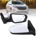 Right Passenger Side Mirror Compatible With 2018 2019 2020 2021 2022 2023 2024 Chevy Equinox GMC Terrain With Power Glass Heated Turn Signal Blind Spot White Replaces#84225387(8 Pins)