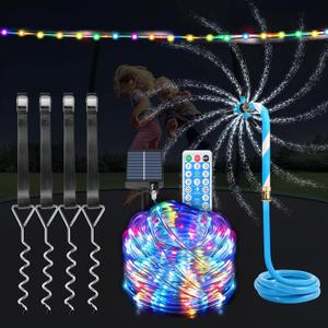 Tatub Trampoline Accessories for Kids, Fits 8-16FT Trampoline Stakes/Sprinkler/50FT Lights, Heavy Duty Anchor Kit, Net Friendly Sprinkler, Outdoor Waterproof Lights, 3 in 1