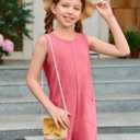Haloumoning Girls Romper Sleeveless Short Jumpsuits Kids Casual One Piece Summer Outfits with Pockets 5-14 Years