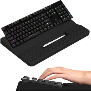 Keyboard Stand with Wrist Rest, Computer Keyboard Pad with Wrist Support, Ergonomic Keyboard Riser Holder Lift Tray, Soft Memory Foam Desk Wrist Pad for Office, Home, School - Black