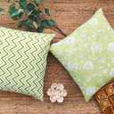 AVKA Studio Light Green Decorative Throw Pillow Covers - Reversible 100percent Pure Cotton Block Print Accent Pillows Set of 2 Floral Indian for Couch Bed Sofa Cover Only, 18x18 Inches