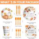 Thanksgiving Decorations Party Tableware, Fall Leaves Pumpkin Theme Thanksgiving Plates and Napkins Party Supplies Table Decorations, Paper Plate, Cup, Napkin, Disposable Cutlery, Serves 24