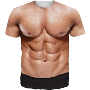 Goodstoworld Unisex 3D Fake Abs T Shirts Shredded Chest Printed Short Sleeve Costume Novelty Tees Shirt (XL)