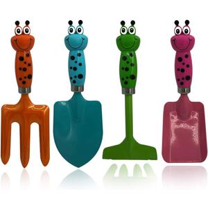 Kids Gardening Tools Set Metal for Kids Hand Shovel Mini Garden Tools for Kids, Safe Toy Gardening Tools for Soil Planting Digging Transplanting 4 Pieces