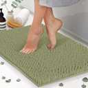 Chenille Bath Mats 34"x21", Plush Absorbent Bath Mats Quick Dry, Soft & Machine Washable, Non Slip Carpet for Bathroom, Thick Bathroom Rugs, Shower Restroom Rug Mat, Alfombras De Bao, Bathrugs Matts (Sage Green)