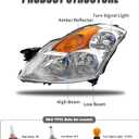 Headlight Assembly Pair for 2007-2009 Nissan Altima 4DR Sedan (Halogen Only) Clear Lens Chrome Housing Amber Reflector Left Right W/O Bulbs