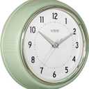 La Crosse Clock 9.5-inch Retro Diner Light Pistachio Green Silent Sweep Quartz Clock - 404-3024PH