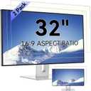 [2-Pack] 32 Inch Computer Blue Light Blocking Screen Protector for 16:9 Widescreen Monitor, Anti Glare Anti-UV Eye Protection Desktop PC LED Monitor Filter, Removable Anti-Scratch Screen Film 32in