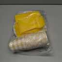 140Pcs Gingham Party Supplies for 20 Guests Thick Paper Plates and Napkins Knives Spoons Forks Cups Disposable Party Set Cutlery for Dinner Baby Shower Wedding Favor(Yellow)