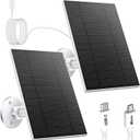 2PC 5W Solar Panel for Security Camera, Solar Panel with Micro USB & USB-C Port for DC 5V Outdoor Rechargeable Battery Camera, IP65 Waterproof, 360 Adjustable Security Mount, 9.8ft Cable