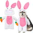 Walking Bunny Pet Costume Funny Easter Bunny Dog Costumes with Arms and Trousers Sleeves Halloween Fluffy Rabbit Outfit Costume for Dogs and Cats (L)