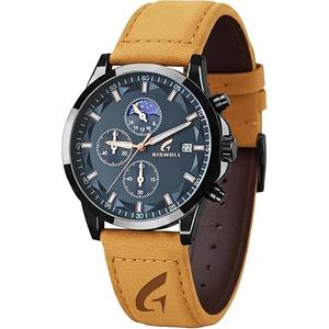 Distinctive Mens Analog Chronograph Watches with Auto Date & Multi Subdials, Fashion Casual Sport Quartz Wrist Watches with Luminous, 3ATM Waterproof, Valentines Day Gifts for Him, Boyfriend, Husband, Dad (Black&Blue, N)