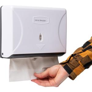 Mind Reader Paper Towel Dispenser, Tri-Fold Towel Holder, Restroom, Wall Mount, Bathroom, White (1-Piece)