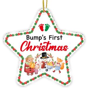 4 x Baby 1st Xmas Ornament Bump's First Christmas Star Shaped Acrylic Ornament Keepsake, Pregnancy Announcement Gifts New Parents Gifts for Couples 2024
