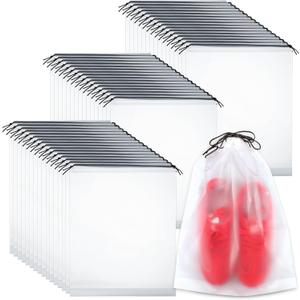 50 Pack Shoe Bags for Travel, 15.7" x 11.8" Large Clear Travel Shoe Bag Vacation Essentials Cruise Essentials Portable Drawstring Packing for Men & Women