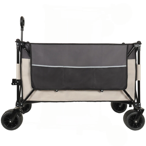 Raynesys 300L Collapsible Wagons Cart with Wheels Foldable, 440lbs Heavy Duty Folding Wagon, Upgraded Effortless Elegance, Foldable Wagon for Sports Beach Grocery Camping, Black & Gray