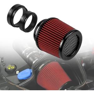 RULLINE 76mm 89mm 102mm Air Filter 3" 3.5" 4" Cold Air Intake Universal Clamp-On Air Filter Three Different Size High Flow Round Tapered Cone Cool Cleaner Red